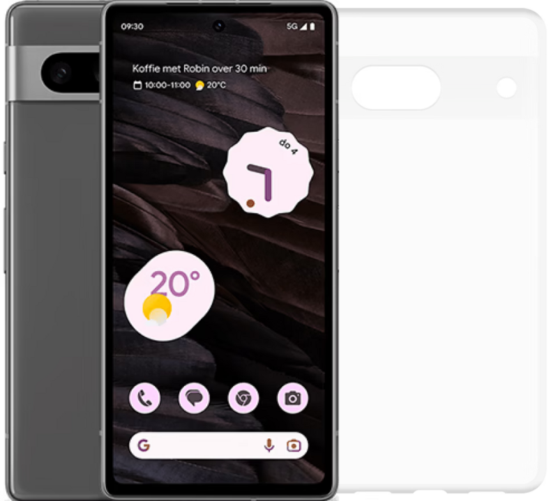 Google Pixel 7A 128GB Zwart 5G + Just in Case Soft Ontwerp Back Cover Transparant - Jouwtelefoon.nl